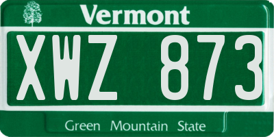VT license plate XWZ873