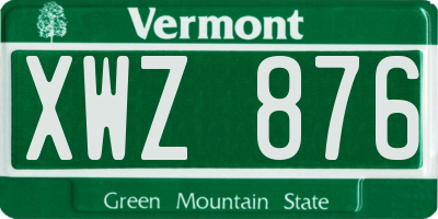 VT license plate XWZ876