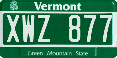 VT license plate XWZ877