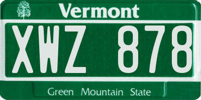 VT license plate XWZ878