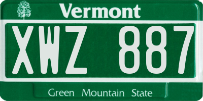 VT license plate XWZ887