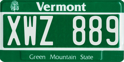 VT license plate XWZ889