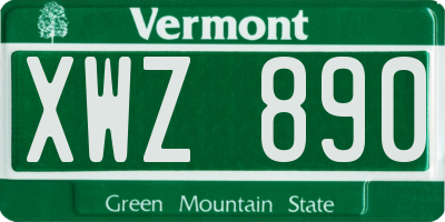 VT license plate XWZ890