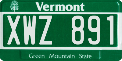 VT license plate XWZ891
