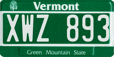 VT license plate XWZ893