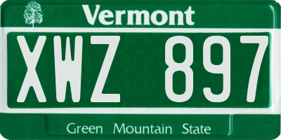 VT license plate XWZ897