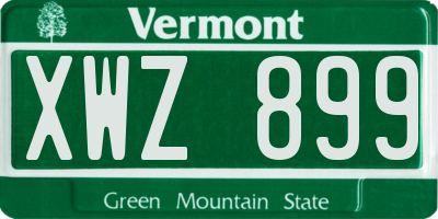 VT license plate XWZ899