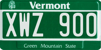 VT license plate XWZ900