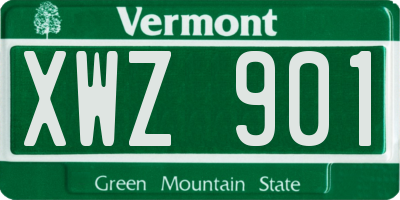VT license plate XWZ901