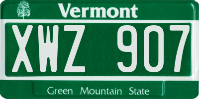 VT license plate XWZ907