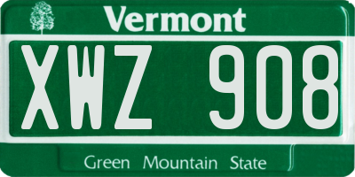 VT license plate XWZ908