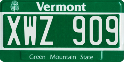 VT license plate XWZ909