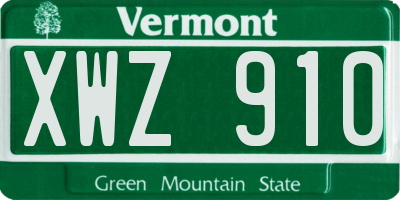 VT license plate XWZ910
