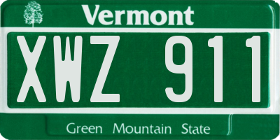 VT license plate XWZ911