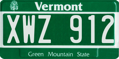 VT license plate XWZ912