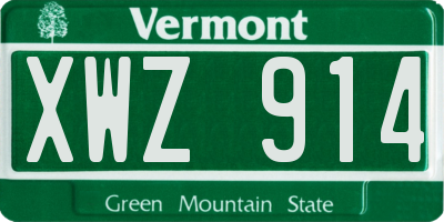VT license plate XWZ914