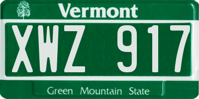 VT license plate XWZ917