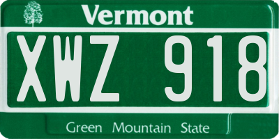 VT license plate XWZ918