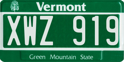 VT license plate XWZ919