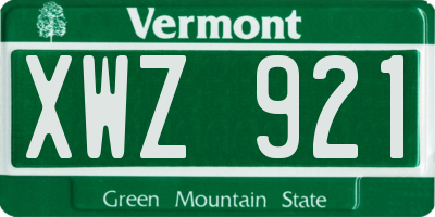 VT license plate XWZ921