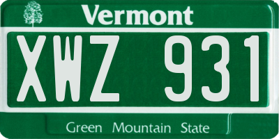 VT license plate XWZ931