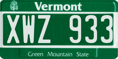VT license plate XWZ933