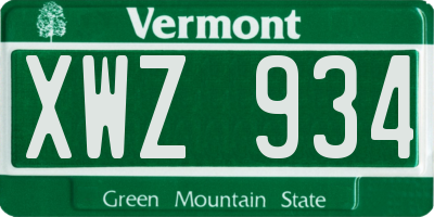 VT license plate XWZ934