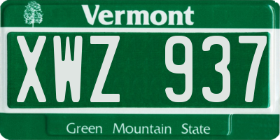 VT license plate XWZ937