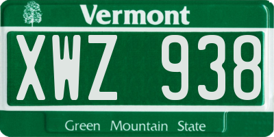 VT license plate XWZ938