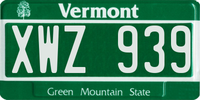 VT license plate XWZ939