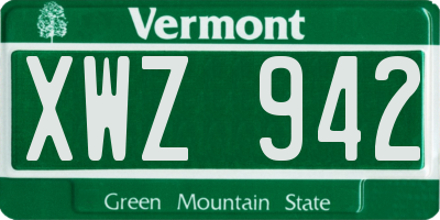 VT license plate XWZ942