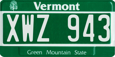 VT license plate XWZ943