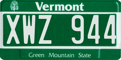 VT license plate XWZ944