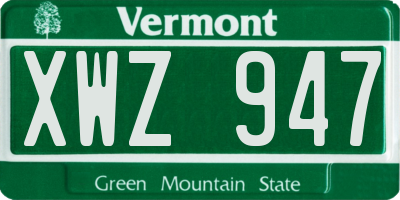 VT license plate XWZ947