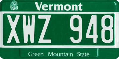 VT license plate XWZ948