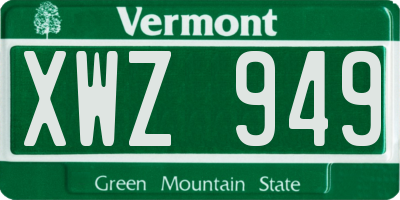 VT license plate XWZ949