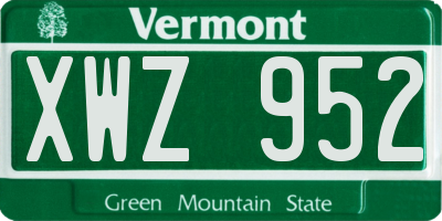 VT license plate XWZ952