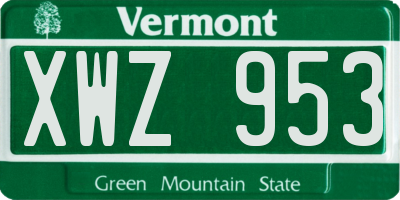 VT license plate XWZ953