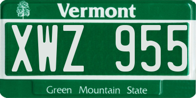 VT license plate XWZ955