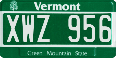 VT license plate XWZ956