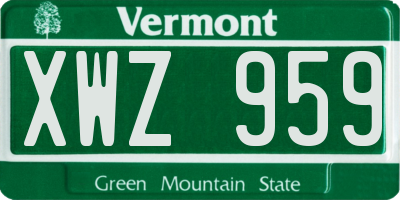 VT license plate XWZ959