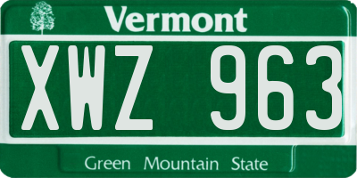 VT license plate XWZ963