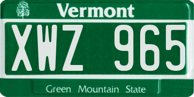VT license plate XWZ965
