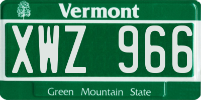 VT license plate XWZ966