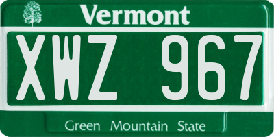 VT license plate XWZ967