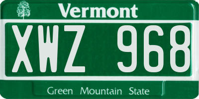 VT license plate XWZ968