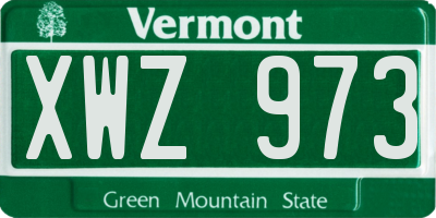 VT license plate XWZ973