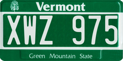 VT license plate XWZ975