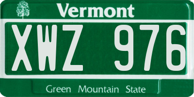 VT license plate XWZ976