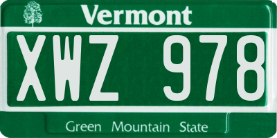 VT license plate XWZ978